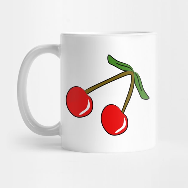 2 cherries. Healthy berries. Tasty food. Summer, bright design. Vegetarianism, diet. Healthy lifestyle. Children and joy. by grafinya